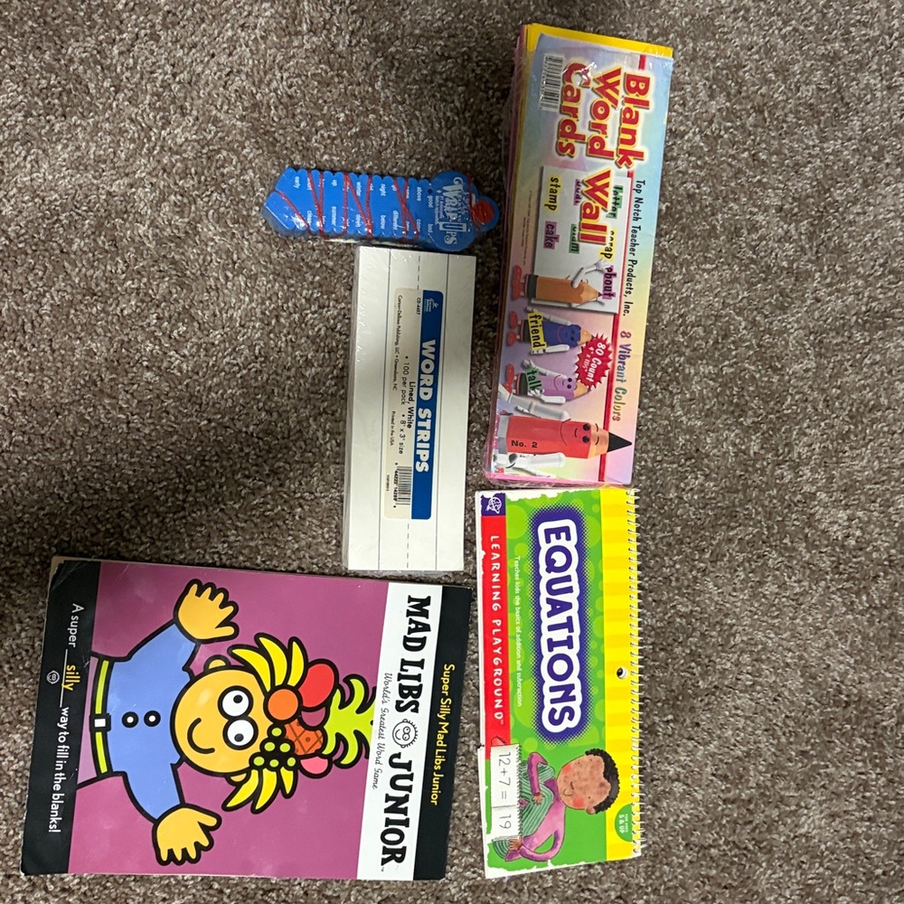 1. Colored Wall Cards 
2. Lined word strips 
3. Mad Libs of speech